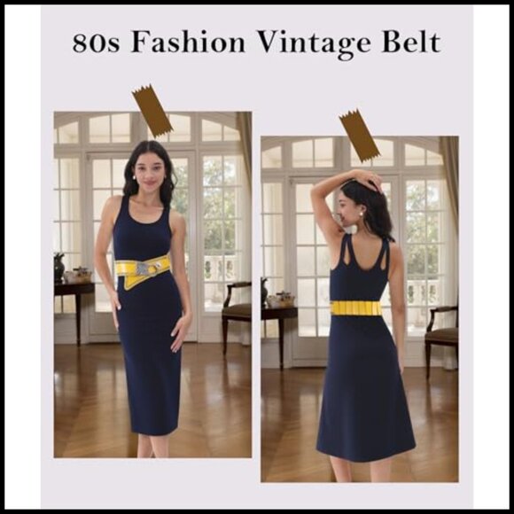 Vintage Punk Studded Belt Adjustable Elastic Waistband Retro 80s Style main image 5